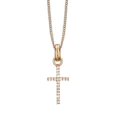 Image of Christina Collect forgyldt sterling sølv Topaz Cross Fint stolpe kors med 20 glitrende hvide topaz, model 680-G15-55